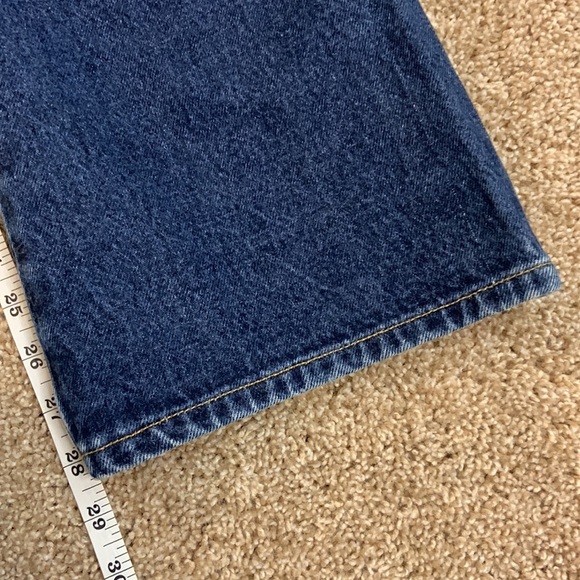 00s Y2K Vintage Express Bleus 100% Cotton Flare Dark Wash Jeans Sz 9/10 - Picture 8 of 11